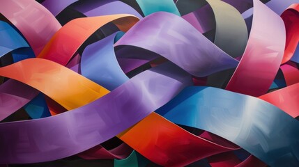 Poster - Colorful Abstract Ribbons Flowing in Harmony