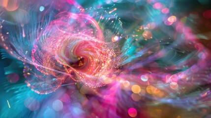 Canvas Print - Colorful Abstract Swirl with Light Trails and Bokeh Effects