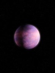 Wall Mural - alien purple planet in space with stars. realistic extrasolar world with atmosphere. exoplanet on a 