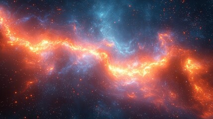 A stunning visual of a colorful nebula featuring bright orange and blue hues against a star-studded universe, showcasing the mystique of outer space.