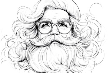 Sticker - A man with a beard and glasses is wearing a Santa hat. He has a beard and glasses