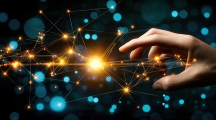 Poster - Hand Interacting with Glowing Network of Lines and Nodes