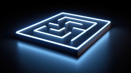 Illuminated Neon Maze on a Dark Background