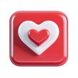 © khalid_spk - White heart in red square message bubble box 3d icon cartoon style floating on white background