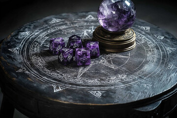 Wall Mural - esoterics, tarot cards and magic crystals and stones. astrology. predictions makes predictions of fa