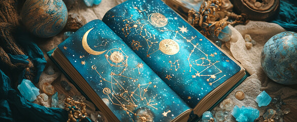Wall Mural - esoterics, tarot cards and magic crystals and stones. astrology. predictions makes predictions of fa