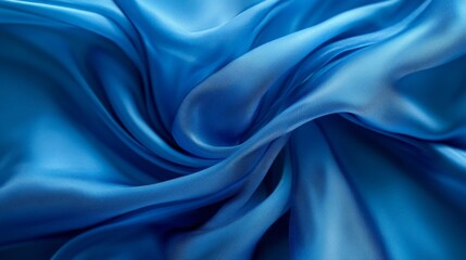 Aufkleber - A close-up of silky blue fabric, displaying smooth textures and subtle shine, creating an elegant and luxurious aesthetic.