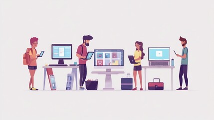 People using digital devices