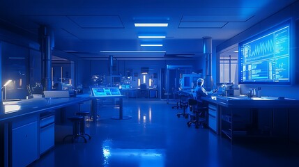 Wall Mural - a modern meteorological lab filled with scientists evaluating complex satellite data, real-time visu