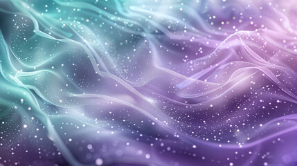 Wall Mural - Vibrant purple and green abstract swirling waves with glowing light effects for festive celebrations.