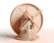 © Makkraw - A miniature wooden windmill on a white background