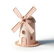 © Makkraw - A miniature wooden windmill on a white background