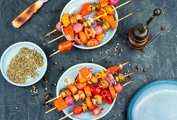 Sticker - Vegetarian grill skewers.