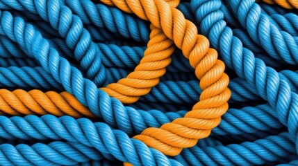 Poster - Intertwined Blue and Orange Ropes Texture.
