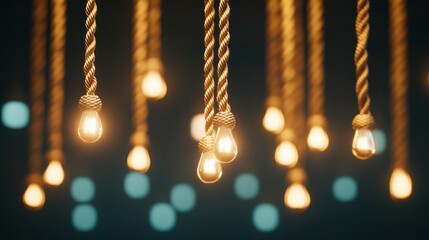 Aufkleber - Golden Rope Light Bulbs.