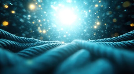 Aufkleber - Abstract Blue Rope Texture with Bokeh Lights.