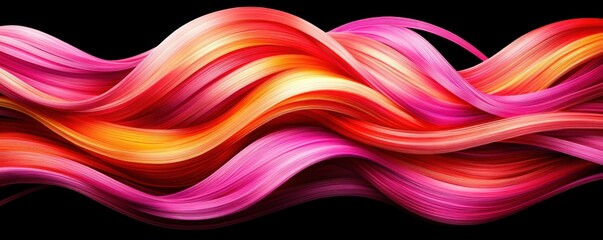Aufkleber - Abstract colorful wavy lines on black background.
