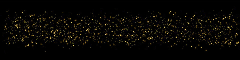 Wall Mural - glittering vector dust on a black background. gold sparkling lights. christmas holiday glow particle