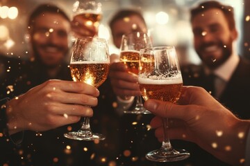 Young Professionals Toasting to Career Success