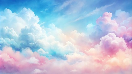 Wall Mural - Soft pastel watercolor sky with clouds