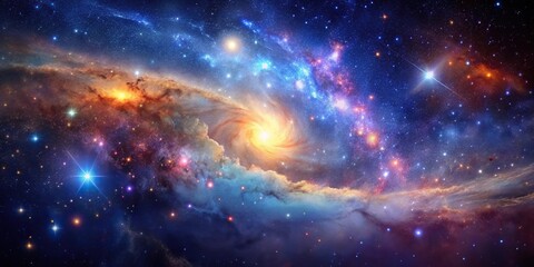 Wall Mural - starry sky with nebula and galaxies in abstract cosmos background