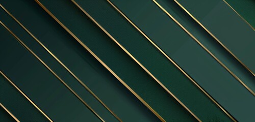Wall Mural - green background with golden lines, a minimalistic design featuring simple shapes, a dark green grad