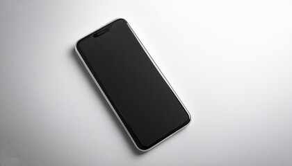 Smartphone lying down on a white background