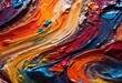 © Yaraslava - close view colorful textured paint swirls showcasing rich patterns vivid hues artistic inspiration, abstract, vibrant, brushwork, canvas, artwork, painting