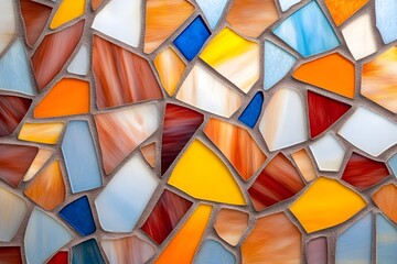 Wall Mural - vibrant abstract mosaic pattern with irregular colorful shapes resembling stained glass window