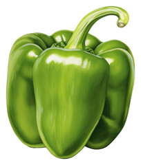 Canvas Print - PNG Vegetable pepper green plant, digital paint illustration.