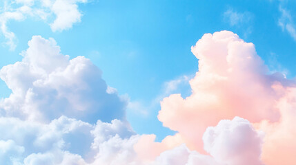 Wall Mural - Soft Pink Clouds in a Bright Blue Sky Creating a Serene Atmosphere