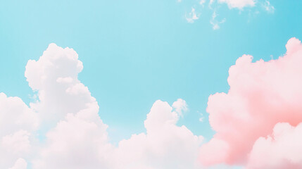 Wall Mural - Soft Pink Clouds in a Bright Blue Sky Creating a Serene Atmosphere