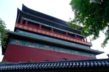 Drum Tower in Beijing, China. Ancient retro Chinese architecture