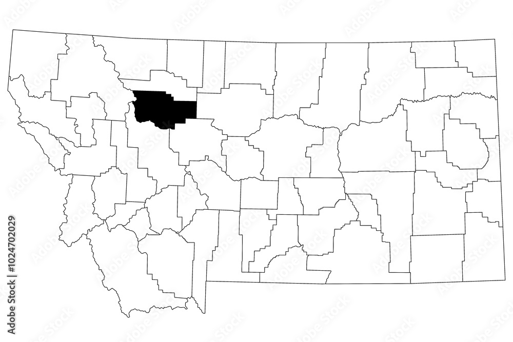 Map of Teton County in Montana state on white background. single County ...