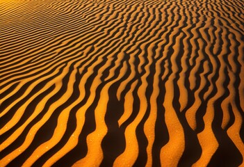 Wall Mural - stunning macro shot featuring intricate patterns sand captured sunrise warm hues textural detail, beach, texture, nature, light, shadow, grain, landscape