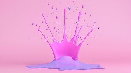 Canvas Print -   A pink cup with liquid splashing, set against pink backdrop