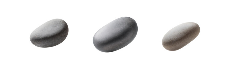 Poster - Three isolated stones of different shades of grey.
