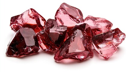 Poster -   A heap of pink gems resting atop a white surface beside a pair of scissors