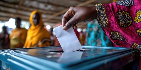 woman dropping ballot at polling station during election day