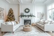 © Lubos Chlubny - Cozy living room decorated for christmas with snowy backyard view