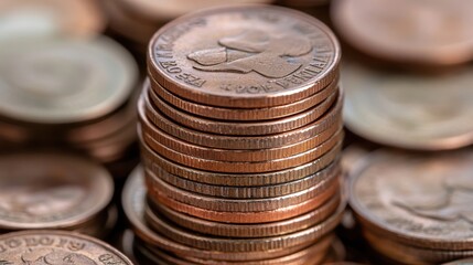 Stack of copper coins: financial stability and wealth accumulation concept for investment planning