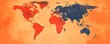 © ชัยธวัช ผาผง - Artistic world map illustration on a vibrant orange background.