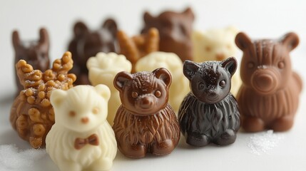 A traditional marzipan figurine shaped like a Christmas animal, isolated on white background. 