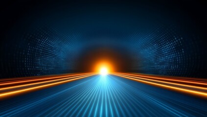 Glowing Blue Binary Code Background with Data Concept