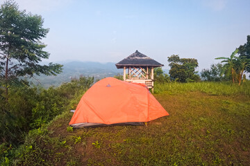 camping in the forest