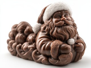 A classic chocolate Santa figure, isolated on white background. 