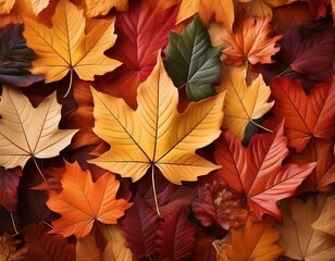 Beautiful autumn leaves background with rich and lively colors, fall season