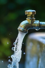 close-up of water faucet with flow