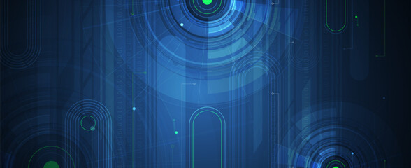 Abstract modern science and technology futuristic dark blue background. Handmade vector.