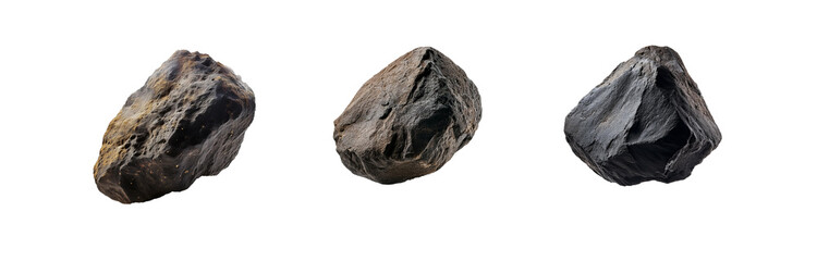 Poster - Three isolated rocks with a white background, one darker than the others.